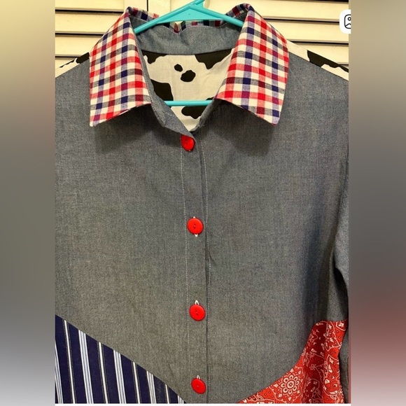 Colorful Patchwork Button-Up Shirt - Picture 4 of 5